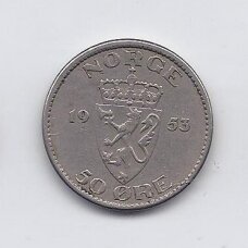 NORWAY 50 ORE 1953 KM # 402 VF