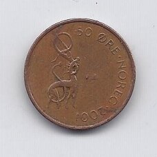 NORWAY 50 ORE 2001 KM # 460 VF NORWAY 50 ORE 2001 KM # 460 VF