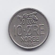 NORVEGIJA 10 ORE 1962 KM # 411 VF