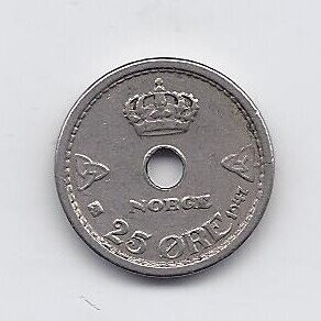 NORVEGIJA 25 ORE 1947 KM # 384 VF