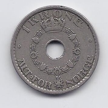 NORWAY 1 KRONE 1925 KM # 385 VF
