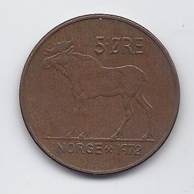 NORVEGIJA 5 ORE 1972 KM # 405 VF
