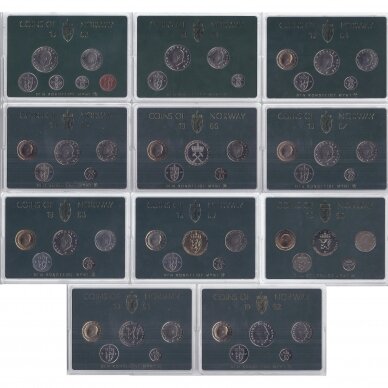 NORVEGIJA 1982 - 1992 m. Oficialūs monetų rinkiniai