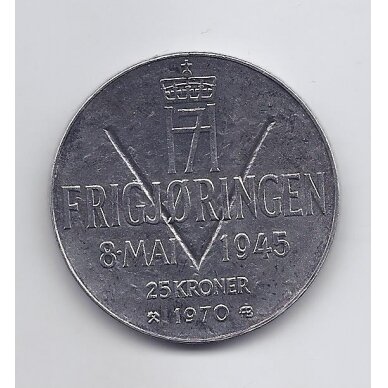 NORWAY 25 KRONER 1970 KM # 414 XF 25th Anniversary of Norway's Liberation
