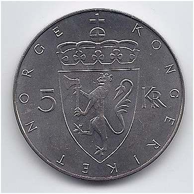 NORVEGIJA 5 KRONER 1975 KM # 421 AU 100 m. kronai 1