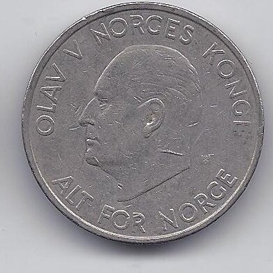 NORVEGIJA 5 KRONER 1964 KM # 412 VF 1