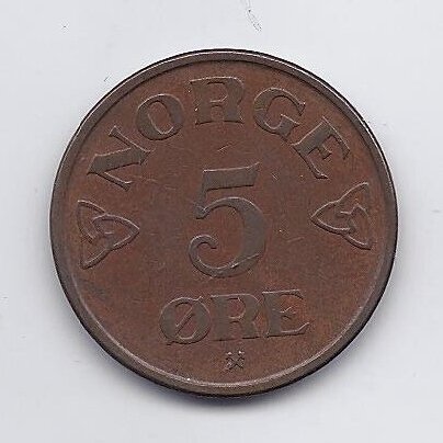 NORWAY 5 ORE 1954 KM # 400 VF