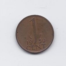 NETHERLANDS 1 CENT 1959 KM # 180 VF