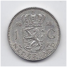 NYDERLANDAI 1 GULDEN 1958 KM # 184 VF NYDERLANDAI 1 GULDEN 1958 KM # 184 VF