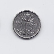NETHERLANDS 10 CENTS 1948 KM # 178 VF NETHERLANDS 10 CENTS 1948 KM # 178 VF
