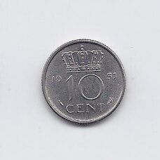 NETHERLANDS 10 CENTS 1951 KM # 182 VF/XF NETHERLANDS 10 CENTS 1951 KM # 182 VF/XF