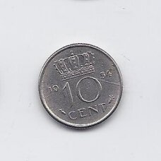 NETHERLANDS 10 CENTS 1954 KM # 182 VF/XF NETHERLANDS 10 CENTS 1954 KM # 182 VF/XF