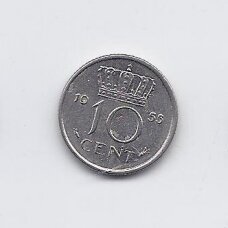 NETHERLANDS 10 CENTS 1955 KM # 182 VF/XF NETHERLANDS 10 CENTS 1955 KM # 182 VF/XF