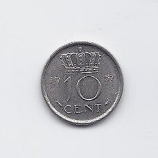 NETHERLANDS 10 CENTS 1957 KM # 182 VF/XF NETHERLANDS 10 CENTS 1957 KM # 182 VF/XF