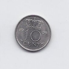 NETHERLANDS 10 CENTS 1958 KM # 182 VF/XF NETHERLANDS 10 CENTS 1958 KM # 182 VF/XF