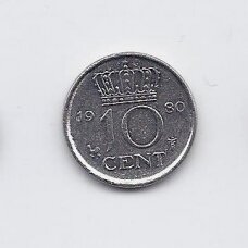 NETHERLANDS 10 CENTS 1980 KM # 182 XF NETHERLANDS 10 CENTS 1980 KM # 182 XF