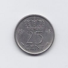 NETHERLANDS 25 CENTS 1948 KM # 178 VF NETHERLANDS 25 CENTS 1948 KM # 178 VF