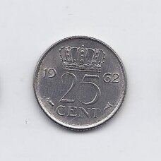 NETHERLANDS 25 CENTS 1962 KM # 183 VF/XF NETHERLANDS 25 CENTS 1962 KM # 183 VF/XF