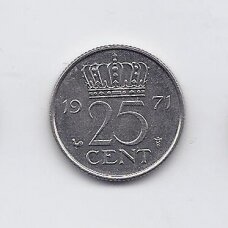 NETHERLANDS 25 CENTS 1971 KM # 183 VF/XF NETHERLANDS 25 CENTS 1971 KM # 183 VF/XF