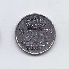 NETHERLANDS 25 CENTS 1972 KM # 183 VF/XF NETHERLANDS 25 CENTS 1972 KM # 183 VF/XF