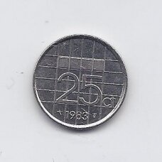 NETHERLANDS 25 CENTS 1983 KM # 204 VF