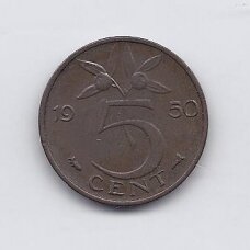 NETHERLANDS 5 CENTS 1950 KM # 181 VF NETHERLANDS 5 CENTS 1950 KM # 181 VF