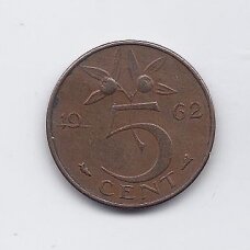 NETHERLANDS 5 CENTS 1962 KM # 181 VF NETHERLANDS 5 CENTS 1962 KM # 181 VF