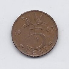 NETHERLANDS 5 CENTS 1965 KM # 181 VF