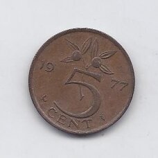NETHERLANDS 5 CENTS 1977 KM # 181 VF