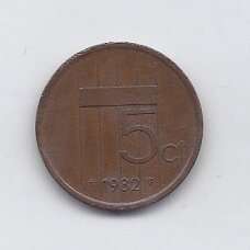 NETHERLANDS 5 CENTS 1982 KM # 202 VF