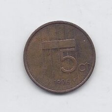 NETHERLANDS 5 CENTS 1996 KM # 202 VF