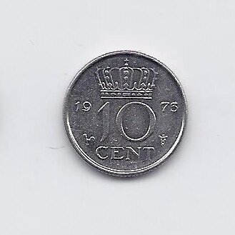 NETHERLANDS 10 CENTS 1973 KM # 182 VF/XF