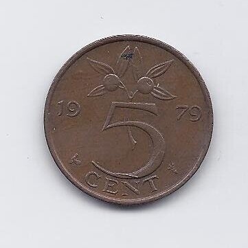 NETHERLANDS 5 CENTS 1979 KM # 181 VF