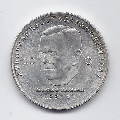 NYDERLANDAI 10 GULDEN 1997 KM # 224 AU Maršalo planas