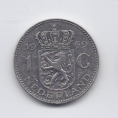 NYDERLANDAI 1 GULDEN 1969 KM # 184a VF