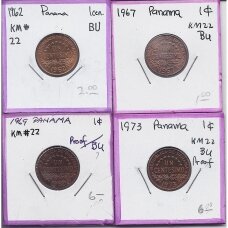 PANAMA 4 X 1 CENTESIMO 1962, 1967, 1969 ir 1973