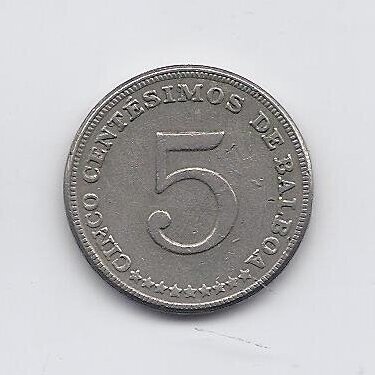 PANAMA 5 CENTESIMOS 1968 KM # 23.2 VF