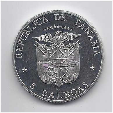 PANAMA 5 BALBOAS 1972 KM # 30 UNC F.A.O. 1