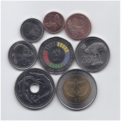 PAPUA NEW GUINEA 2004 - 2015 8 coins set