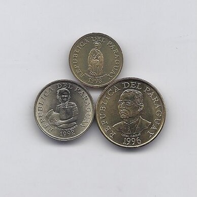 PARAGUAY 1992 - 1996 THREE COINS SET 1