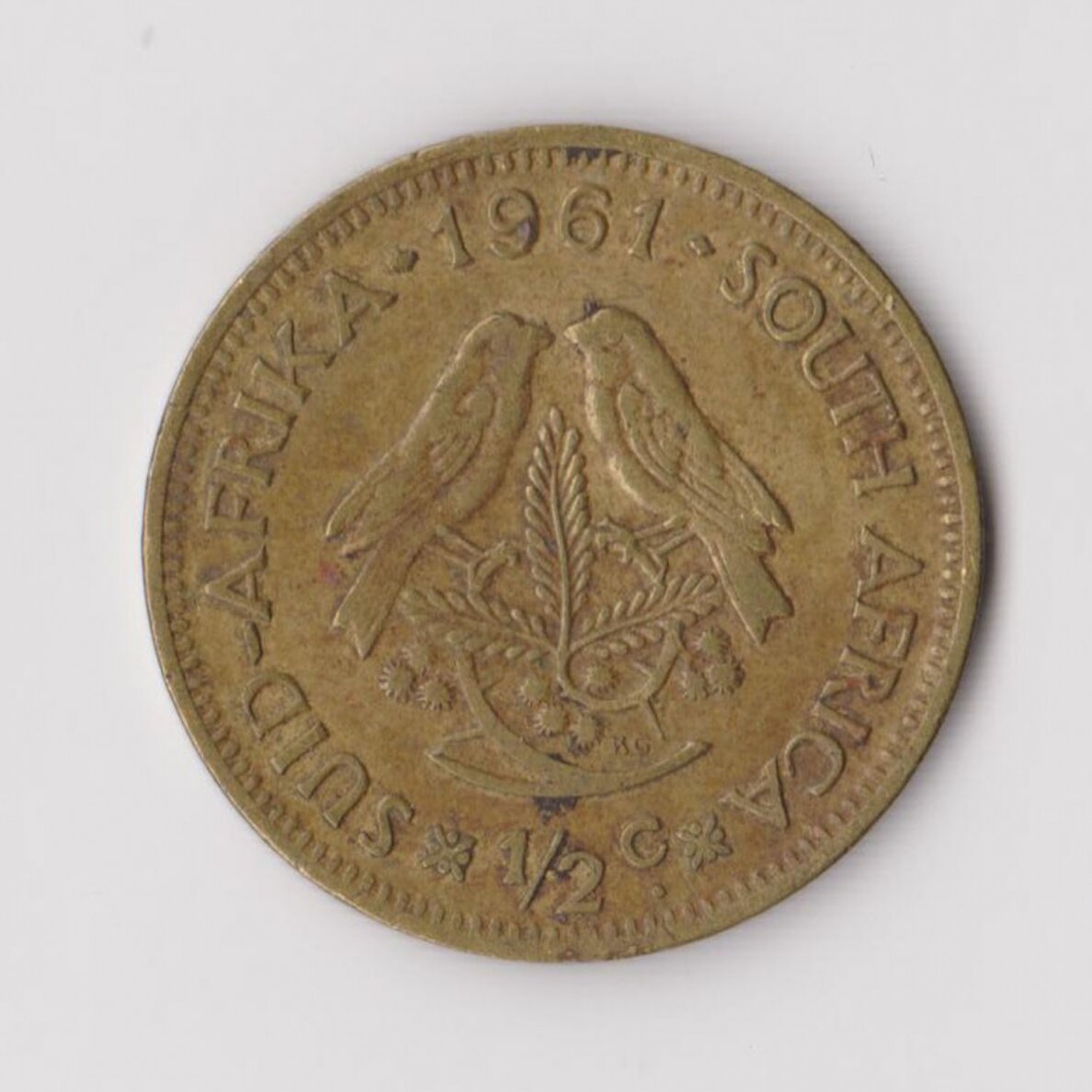 SOUTH AFRICA 1/2 CENT 1961 KM # 56 F/VF