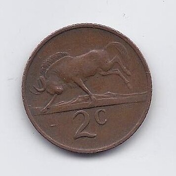 SOUTH AFRICA 2 CENTS 1971 KM # 83 VF
