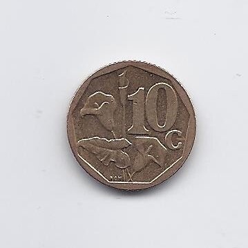 SOUTH AFRICA 10 CENTS 2010 KM # 494 VF/XF