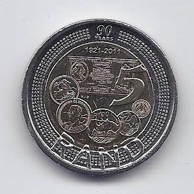 SOUTH AFRICA 5 RAND 2011 KM # 507 AU Reserve Bank