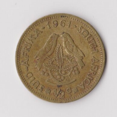 SOUTH AFRICA 1/2 CENT 1961 KM # 56 F/VF