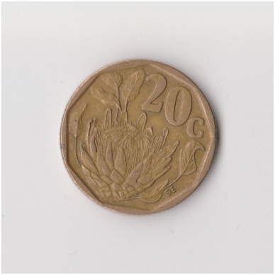 SOUTH AFRICA 20 CENTS 1993 KM # 136 VF