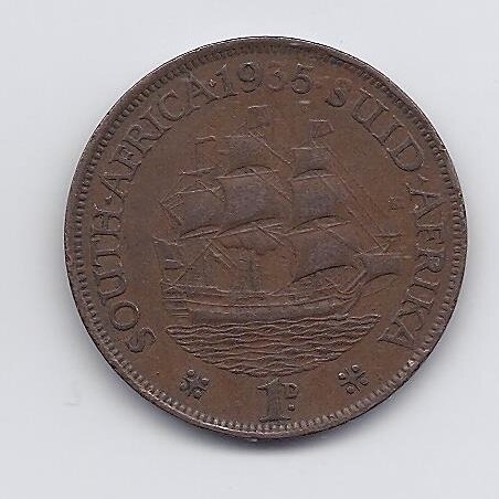 SOUTH AFRICA 1 PENNY 1935 KM # 14.3 VF