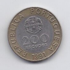 PORTUGALIJA 200 ESCUDOS 1991 KM # 655 VF