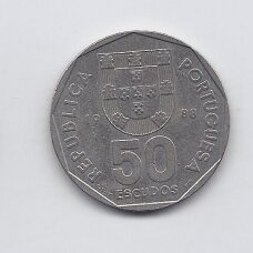 PORTUGAL 50 ESCUDOS 1988 KM # 636 VF
