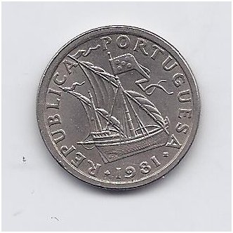 PORTUGAL 2.50 ESCUDOS 1981 KM # 590 VF 1